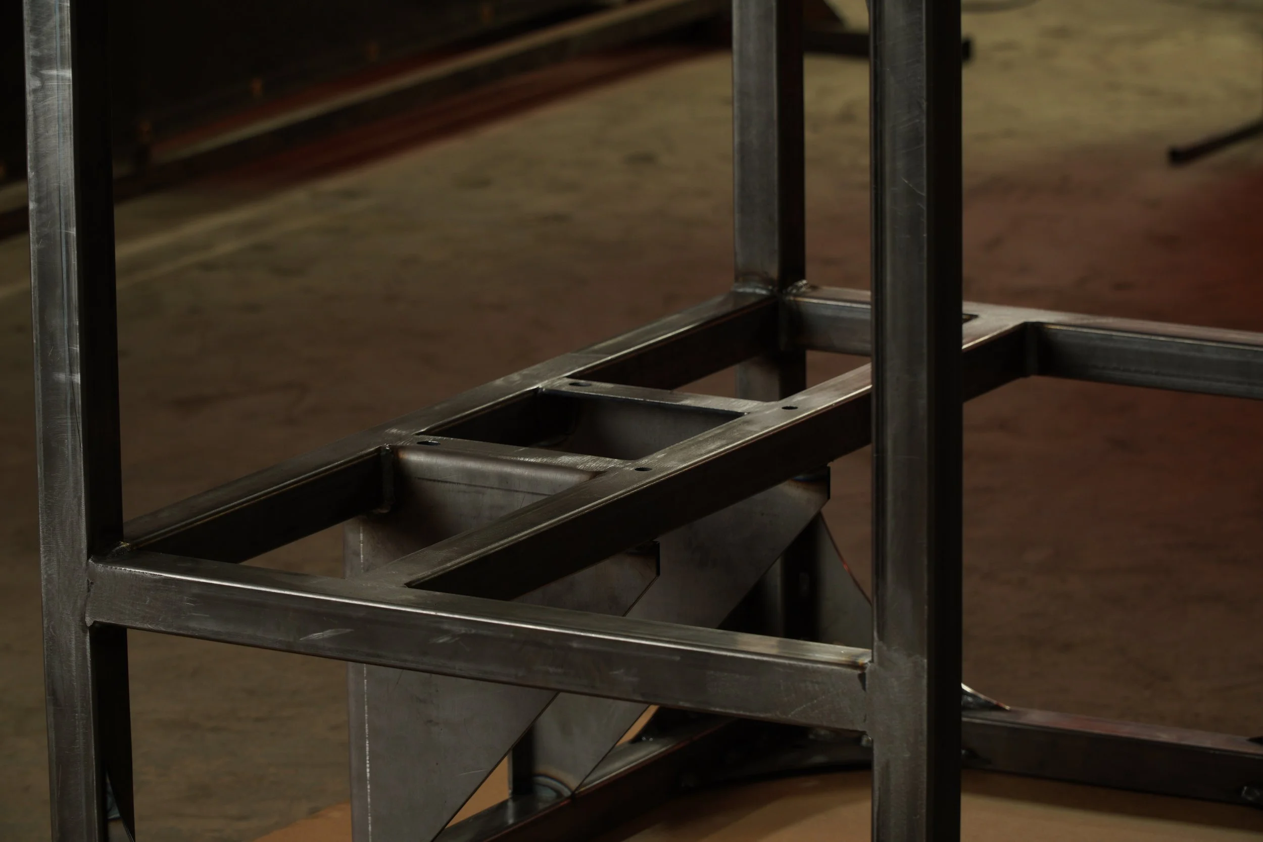 close up of welded tubular frame